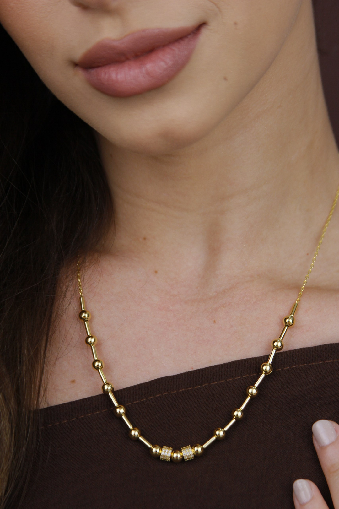 Colar elo esferas canutilhos