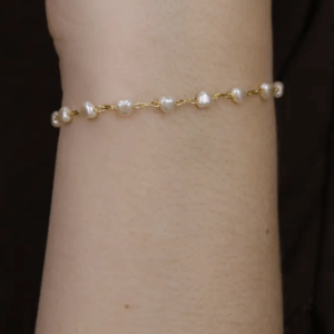 Pulseira pérola forma coração