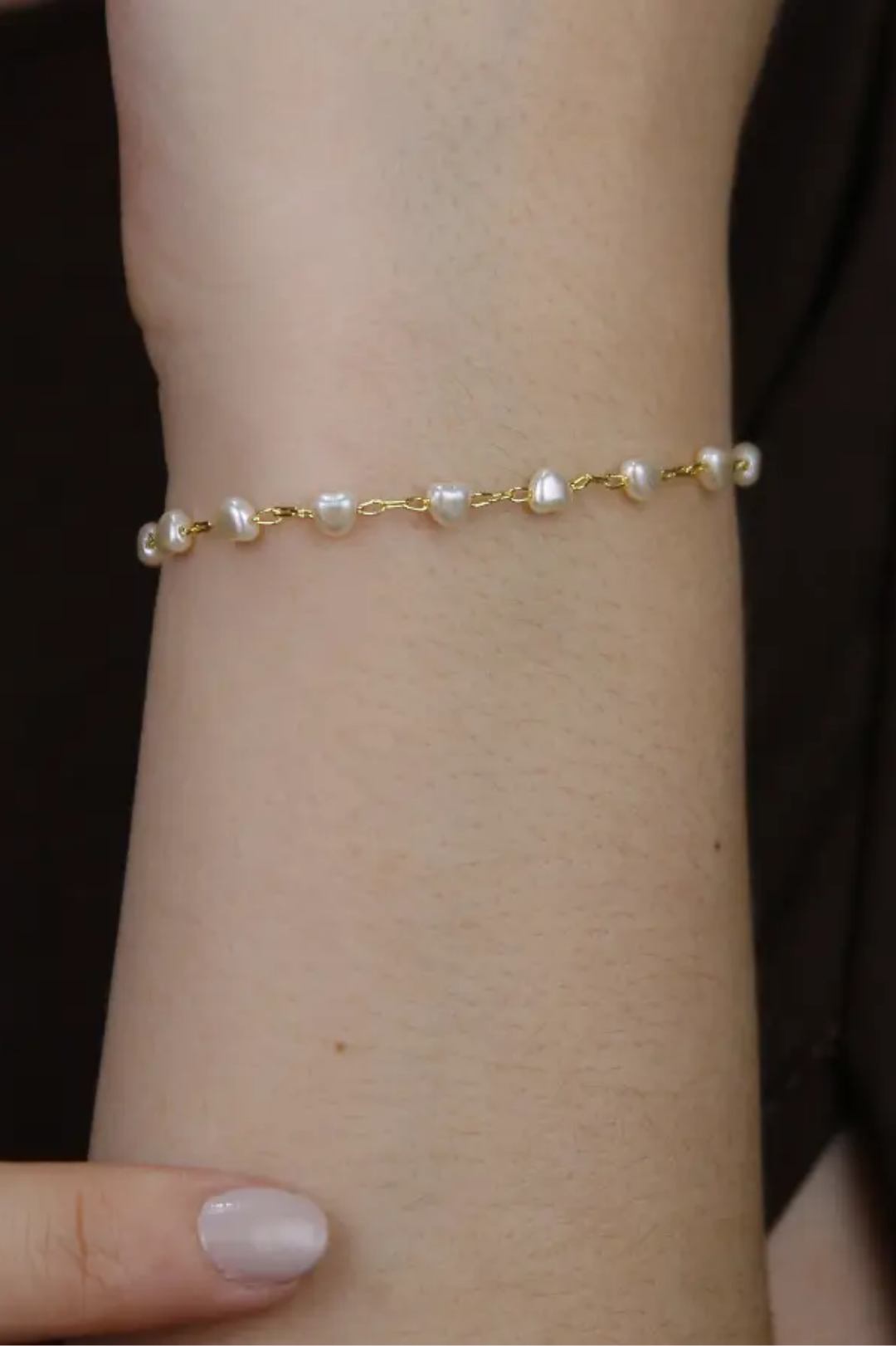 Pulseira pérola forma coração