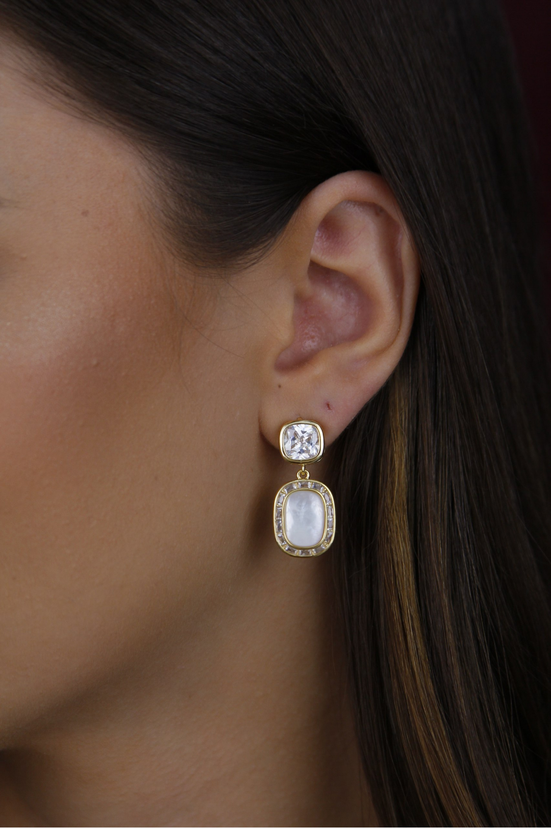 Brinco duplo madre pérola