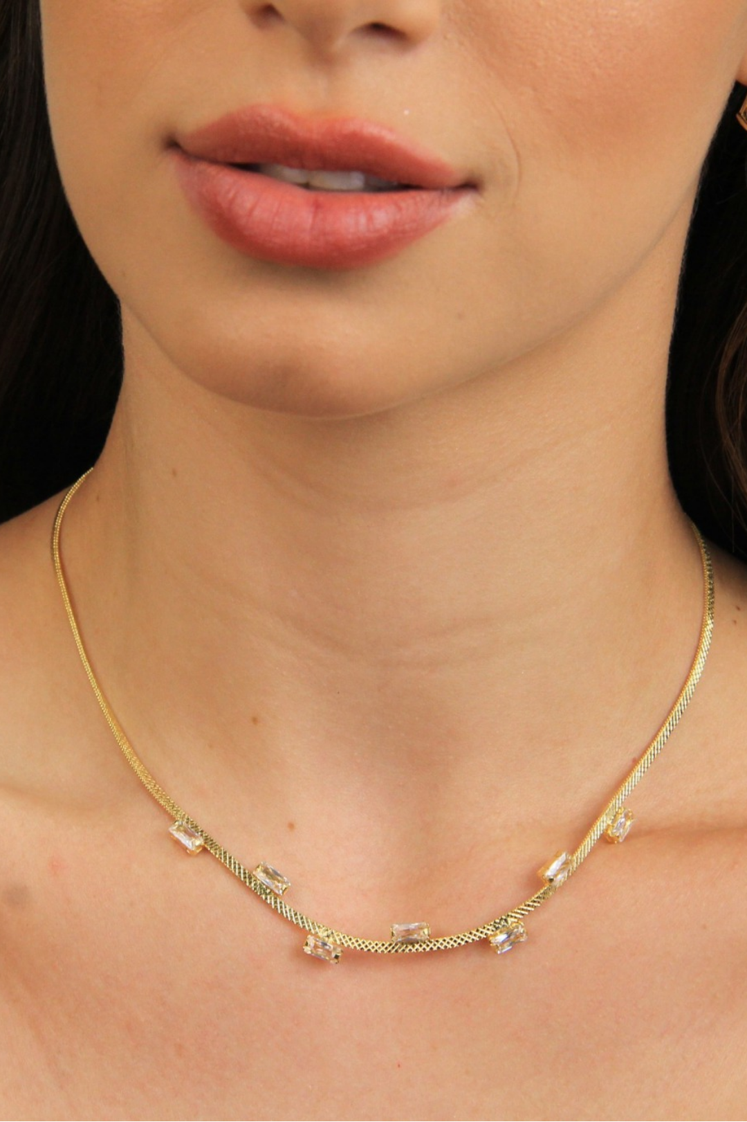 Choker fita diamantada c zircônia